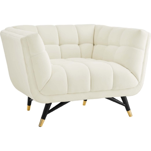 Adept Arm Chair in Tufted Ivory Velvet