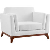 Chance Arm Chair in White Fabric on Wood Frame