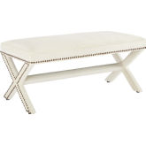 Rivet Bench in Ivory Velvet w/ Nailhead Trim