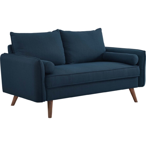 Revive Loveseat in Azure Fabric on Wood Legs