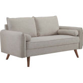 Revive Loveseat in Beige Fabric on Wood Legs