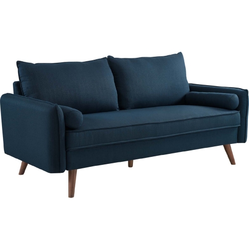 Revive Sofa in Azure Fabric on Wood Legs