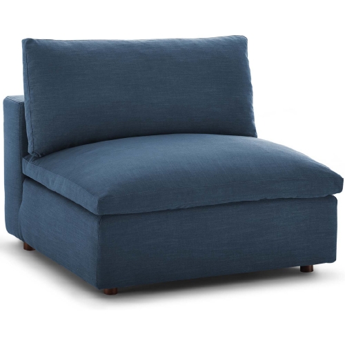 Commix Down Overstuffed Armless Chair in Azure Blue Fabric