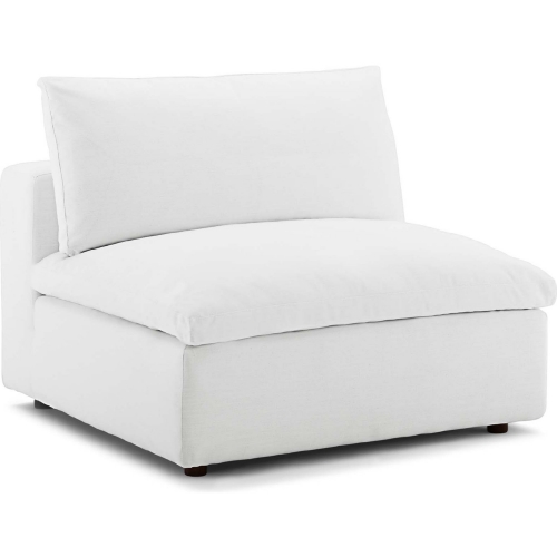 Commix Down Overstuffed Armless Chair in White Fabric