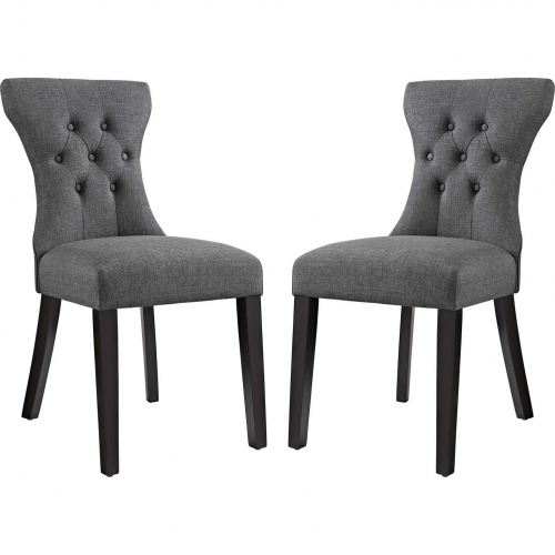 Silhouette Dining Chair in Tufted Gray Fabric (Set of 2)