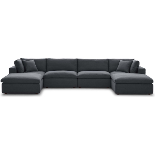 Commix Down Overstuffed 6 Piece Modular Sectional Sofa in Gray Fabric