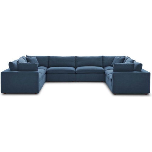 Commix Down Overstuffed 8 Piece Modular Sectional Sofa in Azure Blue Fabric