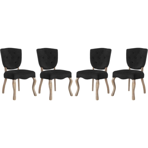 Array Dining Chair in Black Velvet on Weathered Legs (Set of 4)