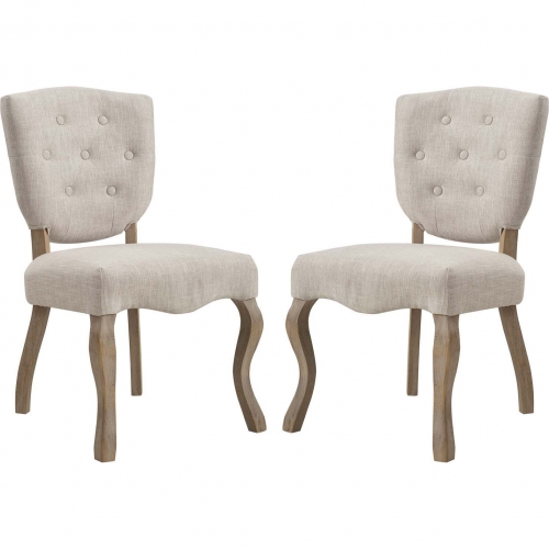 Array Dining Chair in Beige Fabric on Weathered Legs (Set of 2)