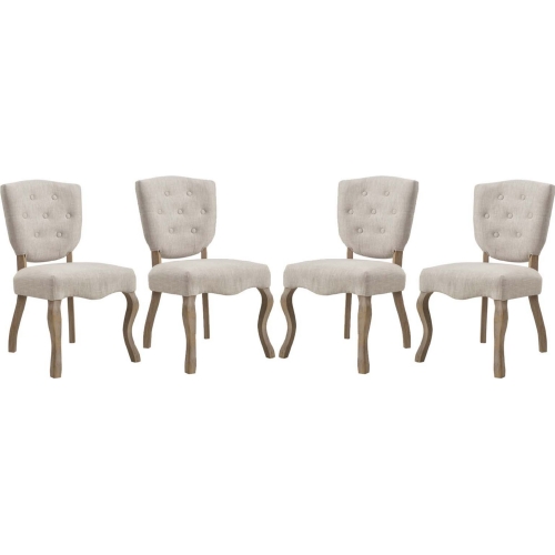 Array Dining Chair in Beige Fabric on Weathered Legs (Set of 4)