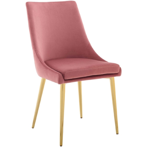 Viscount Dining Chair in Dusty Rose Velvet & Gold Stainless