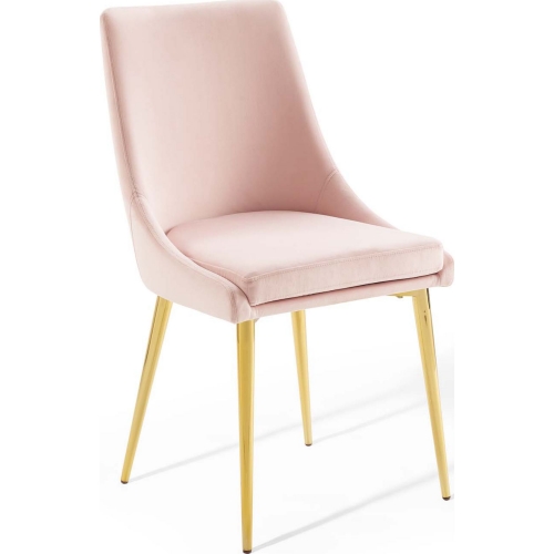 Viscount Dining Chair in Pink Velvet & Gold Stainless Steel