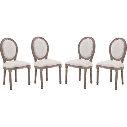 Emanate Dining Chair in Beige Fabric & Weathered (Set of 4)