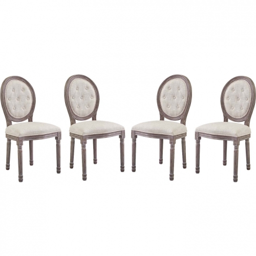 Arise Dining Chair in Tufted Beige Fabric (Set of 4)