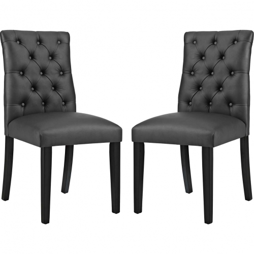 Duchess Dining Chair in Tufted Black Leatherette (Set of 2)