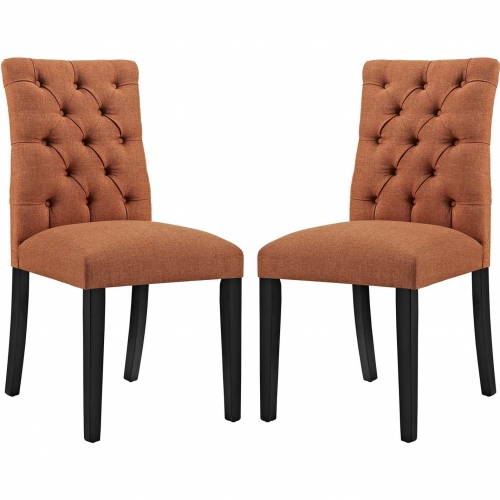 Duchess Dining Chair in Tufted Orange Fabric (Set of 2)