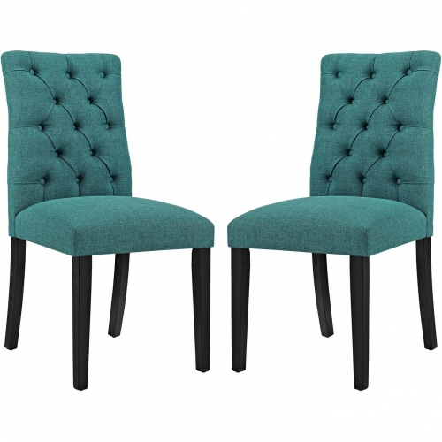 Duchess Dining Chair in Tufted Teal Fabric (Set of 2)