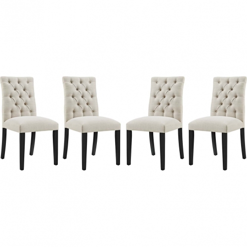 Duchess Dining Chair in Tufted Beige Fabric (Set of 4)