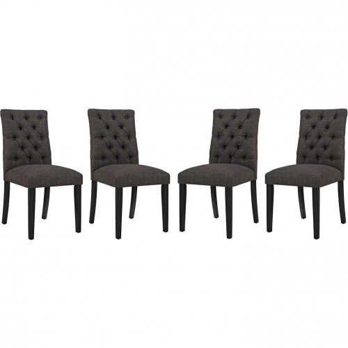 Duchess Dining Chair in Tufted Brown Fabric (Set of 4)