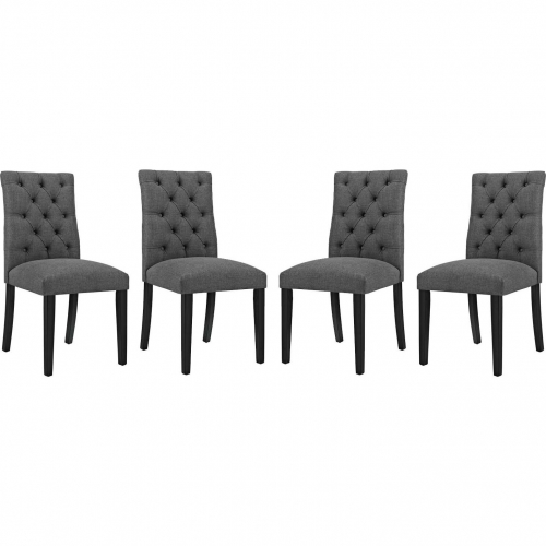 Duchess Dining Chair in Tufted Gray Fabric (Set of 4)