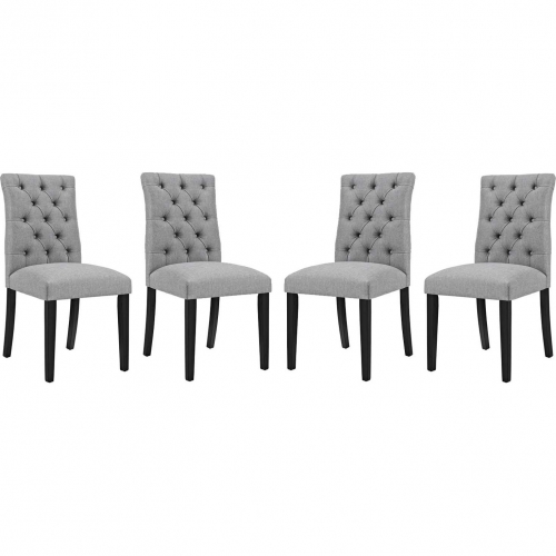 Duchess Dining Chair in Tufted Light Gray Fabric (Set of 4)