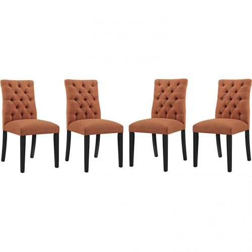 Duchess Dining Chair in Tufted Orange Fabric (Set of 4)