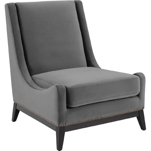 Confident Accent Chair in Gray Velvet