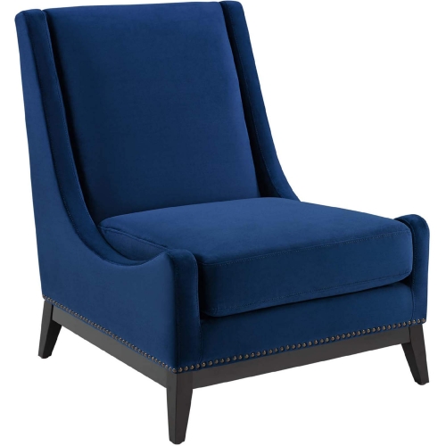 Confident Accent Chair in Navy Blue Velvet