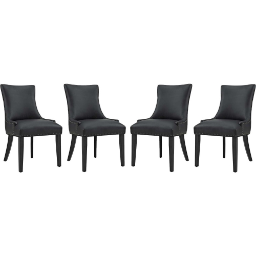 Marquis Dining Chair in Black Leatherette w/ Nailhead (Set of 4)