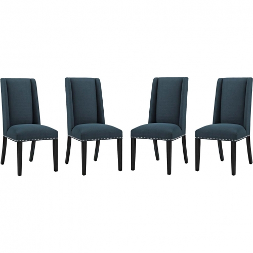 Baron Dining Chair in Azure Blue Fabric w/ Nailhead (Set of 4)