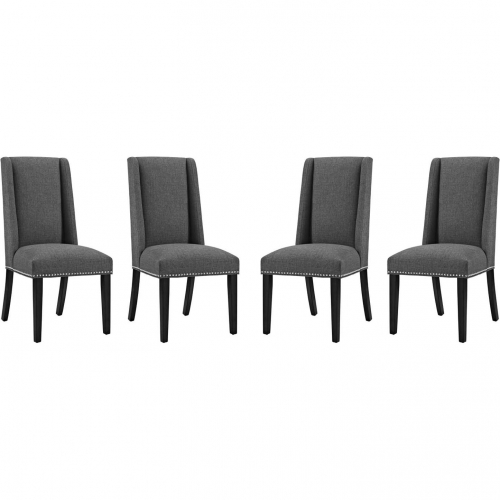 Baron Dining Chair in Gray Fabric w/ Nailhead (Set of 4)