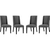 Baron Dining Chair in Gray Fabric w/ Nailhead (Set of 4)