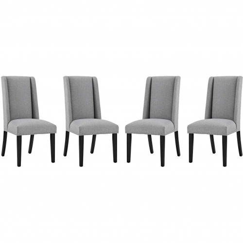 Baron Dining Chair in Light Gray Fabric w/ Nailhead (Set of 4)