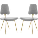 Ponder Dining Chair in Gray Velvet & Gold Stainless (Set of 2)