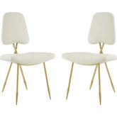 Ponder Dining Chair in Ivory Velvet & Gold Stainless (Set of 2)