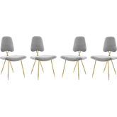 Ponder Dining Chair in Gray Velvet & Gold Stainless (Set of 4)