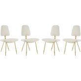 Ponder Dining Chair in Ivory Velvet & Gold Stainless (Set of 4)