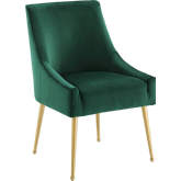 Discern Dining Chair in Green Velvet on Gold Stainless