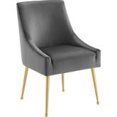 Discern Dining Chair in Gray Velvet on Gold Stainless