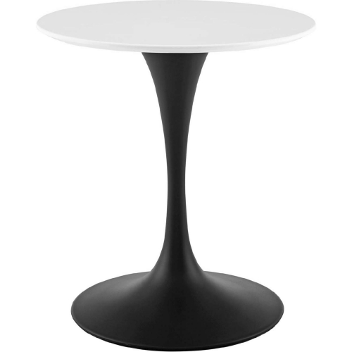 Lippa 28" Round Dining Table in White Wood & Black Metal