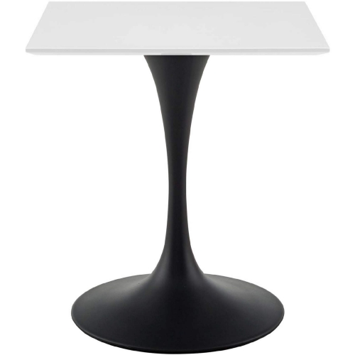 Lippa 28" Square Dining Table in White Wood & Black Metal