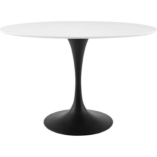 Lippa 48" Oval Dining Table in White Wood & Black Metal