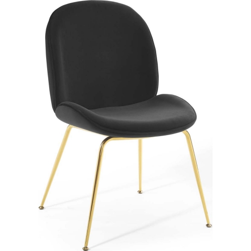 Scoop Dining Chair in Black Velvet & Gold Stainless Steel