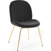 Scoop Dining Chair in Black Velvet & Gold Stainless Steel