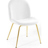 Scoop Dining Chair in White Velvet & Gold Stainless Steel