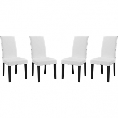 Parcel Dining Chair in White Leatherette (Set of 4)