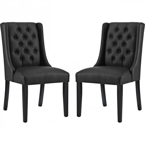 Baronet Dining Chair in Tufted Black Leatherette (Set of 2)