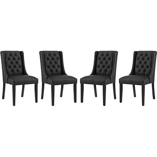 Baronet Dining Chair in Tufted Black Leatherette (Set of 4)