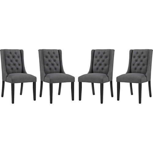 Baronet Dining Chair in Tufted Gray Fabric (Set of 4)