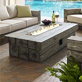 Manteo Outdoor 70" Fire Pit Table in Light Gray Wood